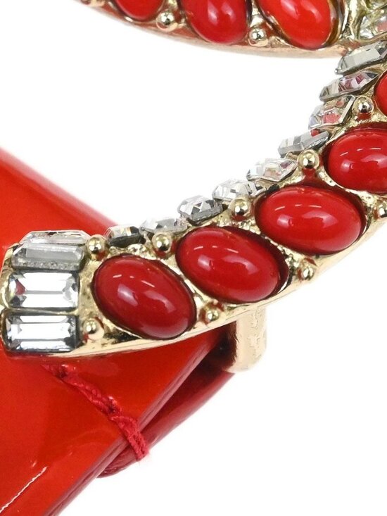 Chanel Belt Red Patent Leather Rhinestone main image 4